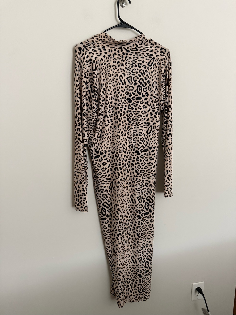 Rachel Roy XL Leopard Print Ruched Midi Dress Long Sleeve Bodycon - Picture 9 of 10